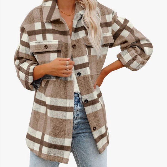 Brown Plaid Shacket - Picture 3 of 5